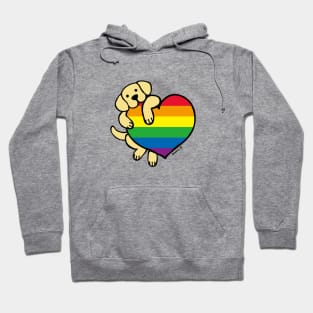 Yellow Labrador Holding Rainbow Heart Hoodie